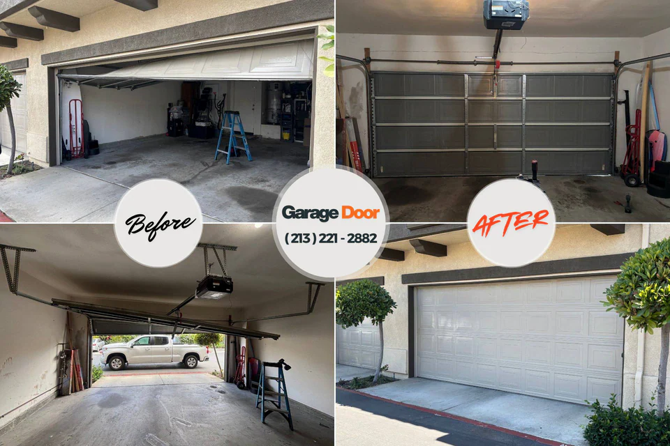 Before and after: garage door repair Hudson, MI